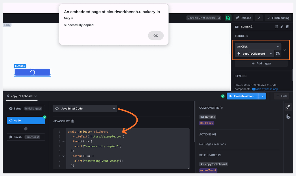 Copy To Clipboard Image Copying to clipboard - Showcases 👀 - UI Bakery Community